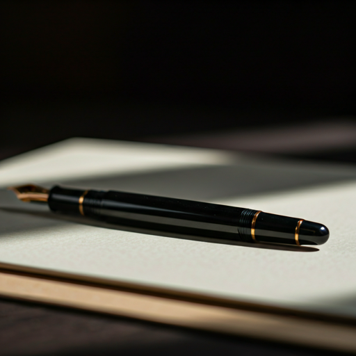 Luxury writing instrument resting on an open booking ledger